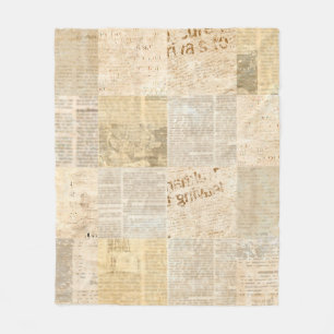Couverture Polaire Motif de papier journal grunge vieux journal retou