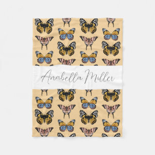 Couverture Polaire Motif de papillon orange moderne Nom des enfants