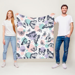 Couverture Polaire Motif de papillons colorés rétro.