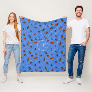 Couverture Polaire motif de papillons Monarque à clignotement lunaire