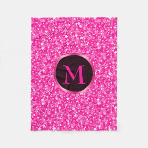 Couverture Polaire Motif de Parties scintillant rose chaud monogramme