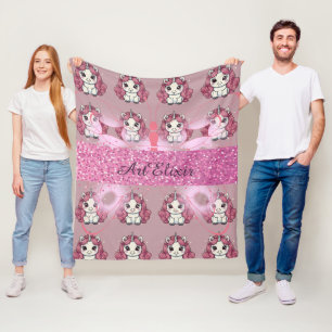 Couverture Polaire Motif de Parties scintillant Unicorn