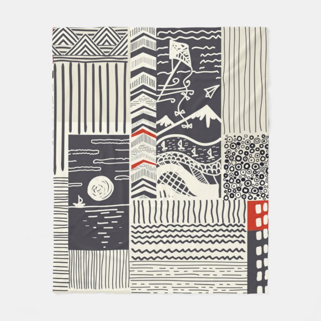 Couverture Polaire Motif de patchwork sans couture de doodles abstrai (Devant)