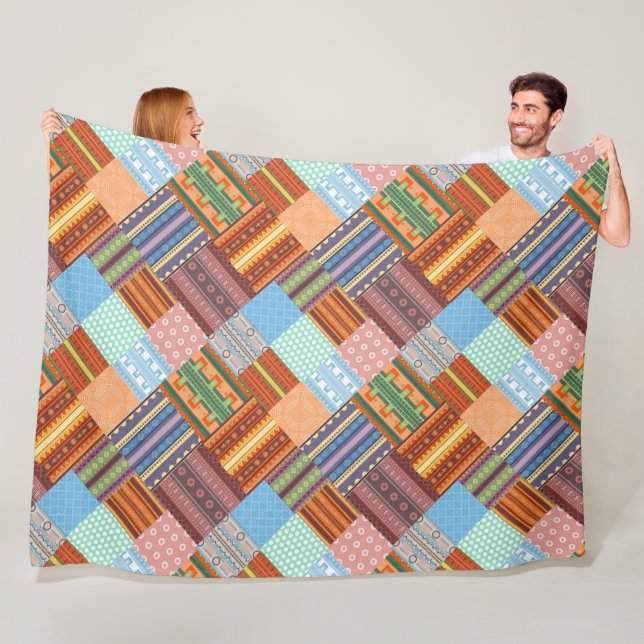 Couverture Polaire Motif de patchwork tribal confortable (En situation)
