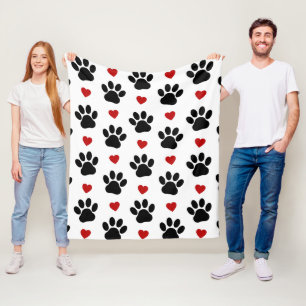 Couverture Polaire Motif De Pâtes, Pâtes De Chien, Pâtes Noires, Coeu