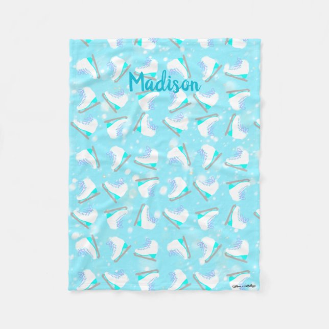 Couverture Polaire Motif de patinage artistique bleu Cute Kawaii Pers (Devant)