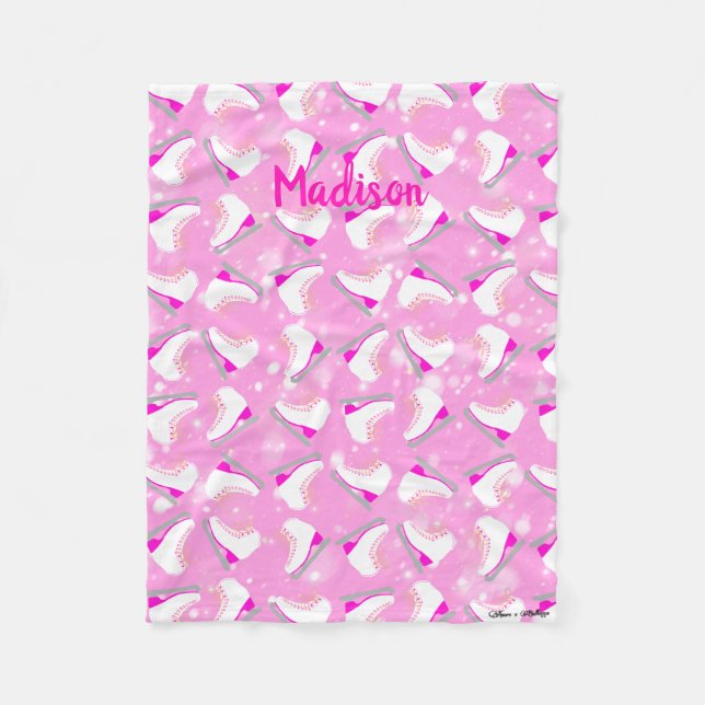 Couverture Polaire Motif de patinage artistique rose Cute Kawaii Pers (Devant)