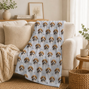 Couverture Polaire Motif de patte de photo de chien gris bleu personn
