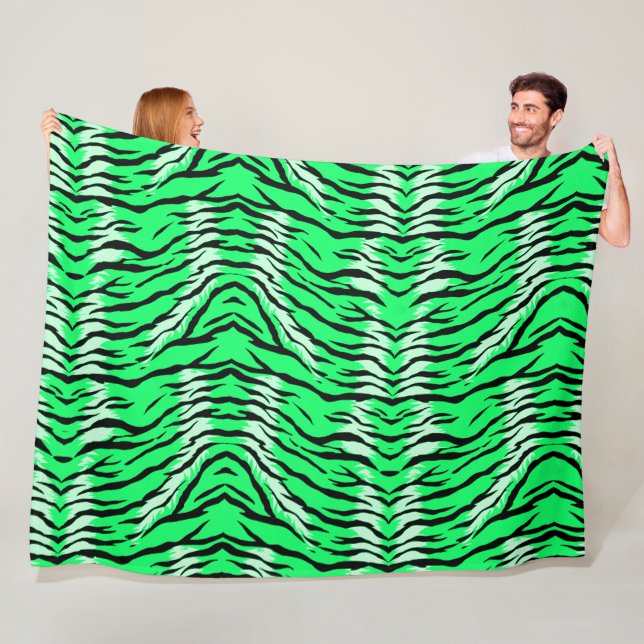 Couverture Polaire Motif de peau d'animal Tigre vert  (En situation)