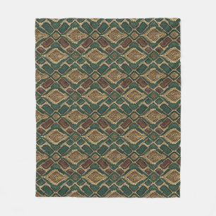 Couverture Polaire Motif de peau de serpent vert et or - Impression a