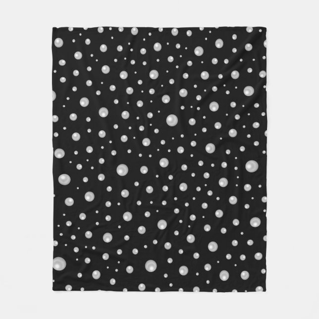 Couverture Polaire Motif de perle sur fond noir (Devant)