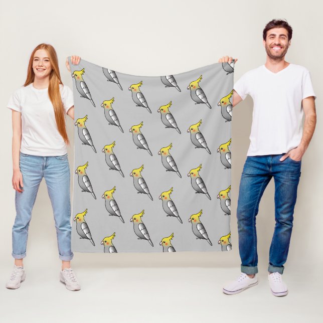 Couverture Polaire Motif de perroquets gris dessin animé mignon (En situation)