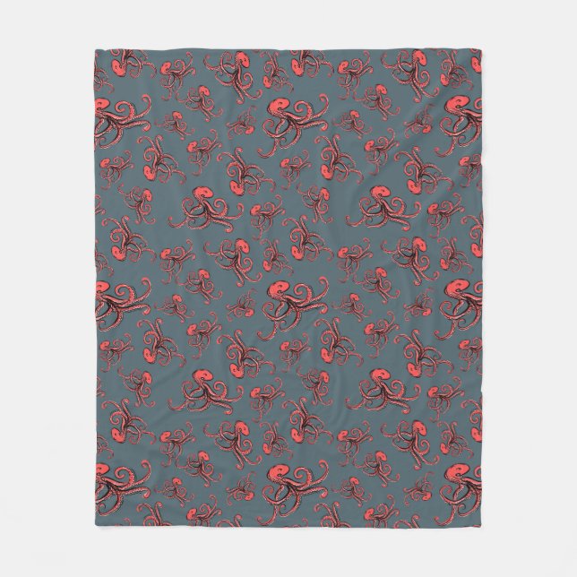 Couverture Polaire Motif de pieuvre sournois (Devant)