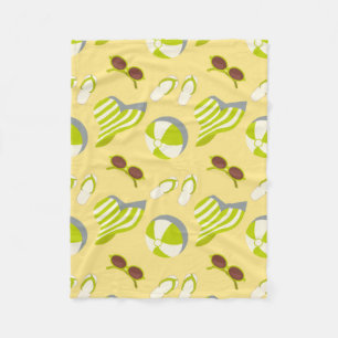 Couverture Polaire Motif de plage avec lunettes de soleil et casquett