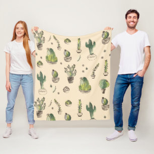 Couverture Polaire Motif de plantes de cactus