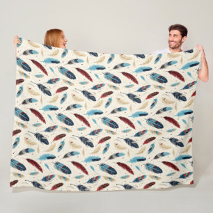 Couverture Polaire Motif de plume amérindien du sud-ouest