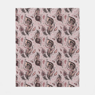 Couverture Polaire Motif de plume de paon