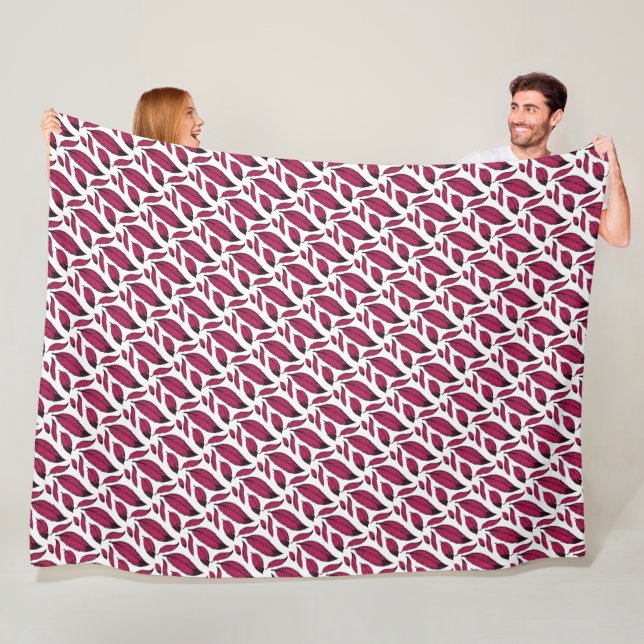 Couverture Polaire Motif de plume rose vibrant (En situation)