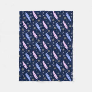 Couverture Polaire motif de plumes de style de boho