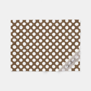 Couverture Polaire Motif de point à la mode blanc Brown de polka