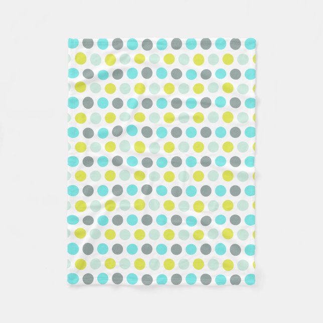 Couverture Polaire Motif de point jaune bleu de polka de menthe (Devant)