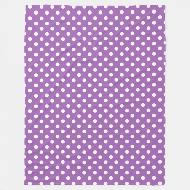 Couverture Polaire Motif de point pourpre et blanc de polka (Devant)