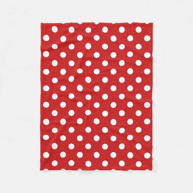 Couverture Polaire Motif de point rouge et blanc de polka (Devant)