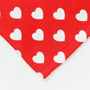 Couverture Polaire Motif de point rouge et blanc de polka de coeur