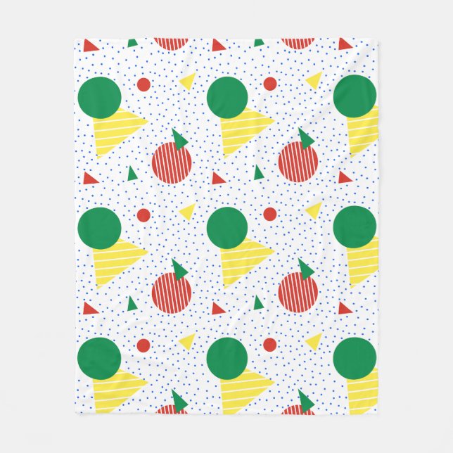 Couverture Polaire Motif de point triangle rouge vert jaune bleu cerc (Devant)