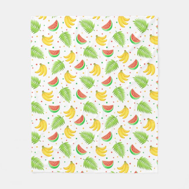 Couverture Polaire Motif de Pointe Polka aux fruits tropicaux (Devant)
