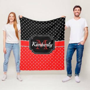 Couverture Polaire Motif de points noirs et rouges