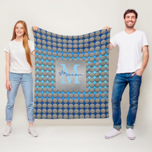Couverture Polaire Motif de points Polka bleu et gris
