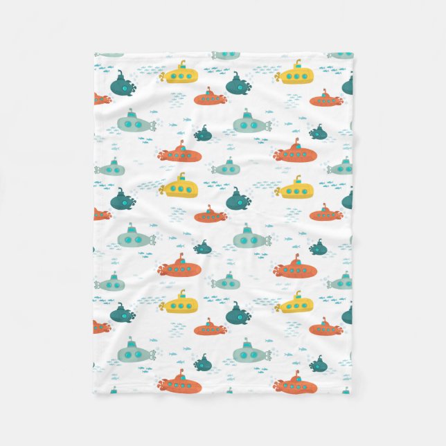 Couverture Polaire Motif de poisson de mer profond sous-marin mignon (Devant)