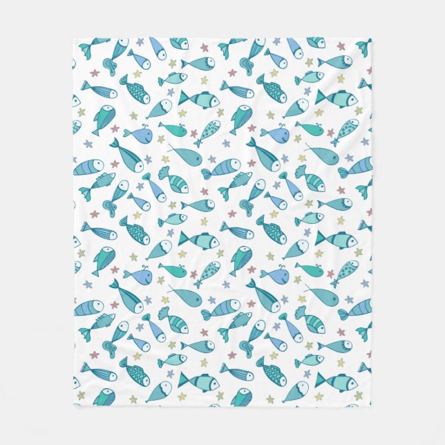 Couverture Polaire Motif De Poisson Et D'Amidon (Devant)