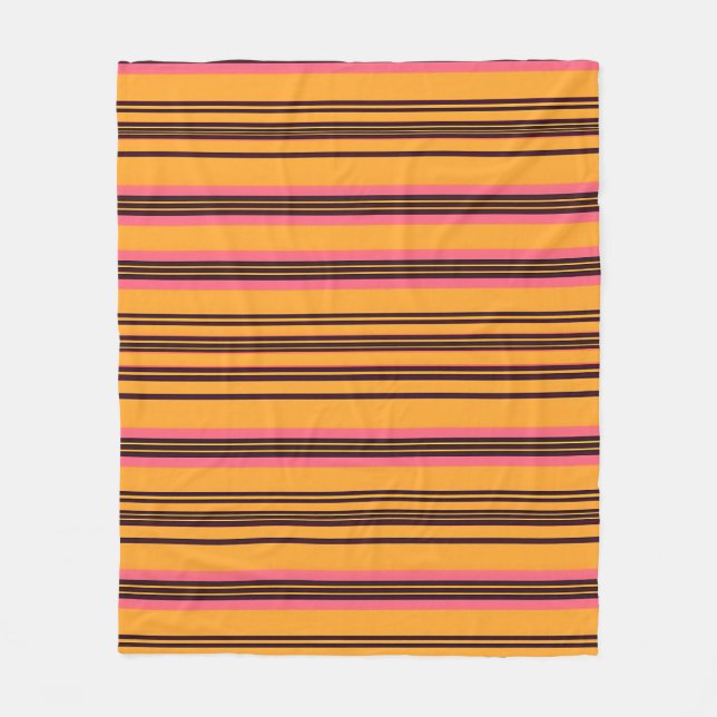 Couverture Polaire Motif de rayure horizontale rose orange gras (Devant)