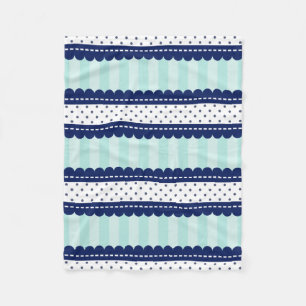 Couverture Polaire Motif de rayures et de pois de bleu marine d'Aqua