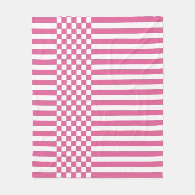 Couverture Polaire Motif de répétition rose et blanc (Devant)