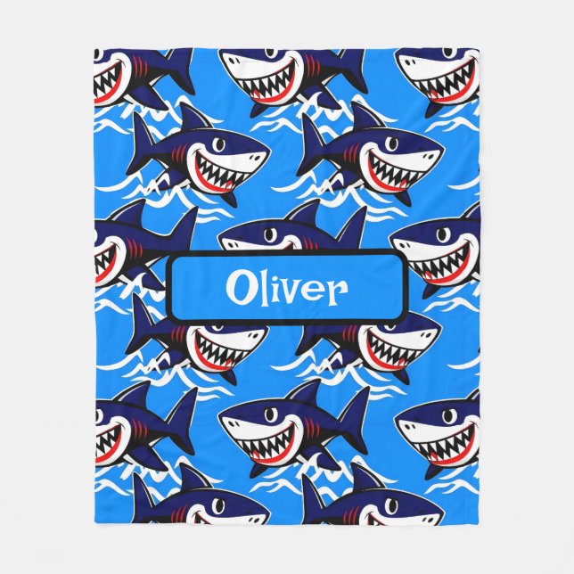 Couverture Polaire Motif de requin de dessin animé drôle (Devant)