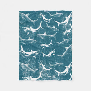 Couverture Polaire Motif de requins bleus en détresse