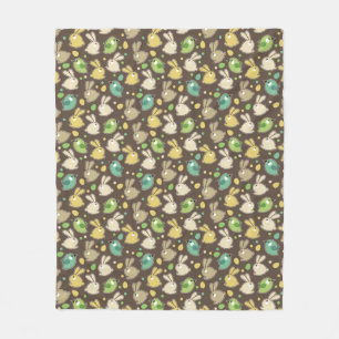 Couverture Polaire motif de ressort avec des oeufs de pâques, oiseau