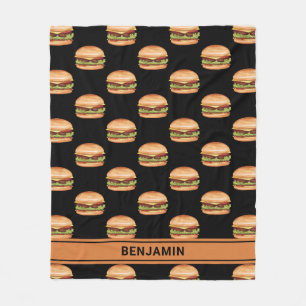 Couverture Polaire Motif de restauration rapide Hamburger sur fond no
