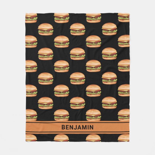 Couverture Polaire Motif de restauration rapide Hamburger sur fond no (Devant)