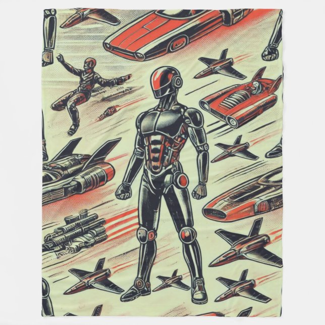 Couverture Polaire Motif de robot humanoïde futuriste | Robotique IA  (Devant)