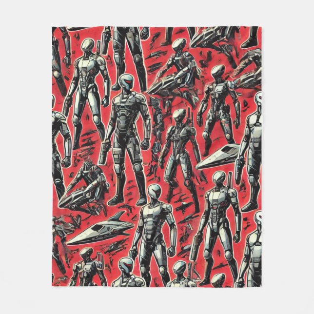 Couverture Polaire Motif de robot humanoïde futuriste | Robotique IA  (Devant)