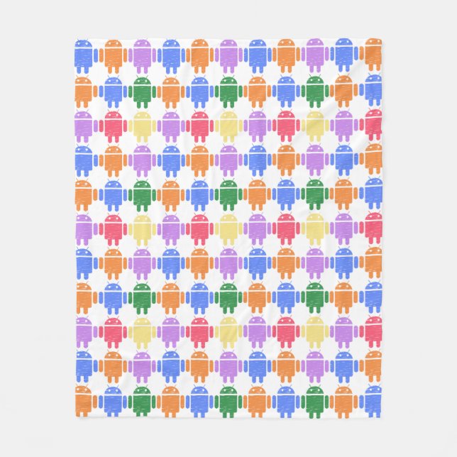 Couverture Polaire Motif de robots coloré illustré (Devant)