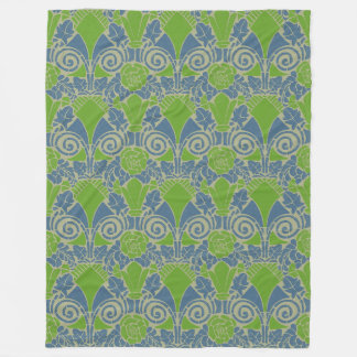 Couverture Polaire Motif de rose bleue et verte florale Art Nouveau