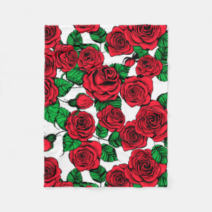 Couverture Polaire Motif de roses rouges