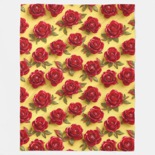 Couverture Polaire motif de roses rouges 3d