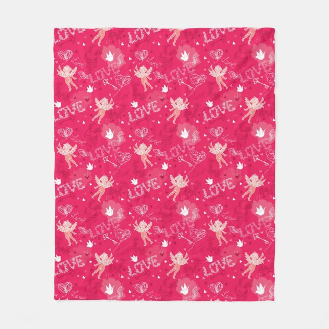 Couverture Polaire Motif de Saint-Valentin avec le cupidon (Devant)