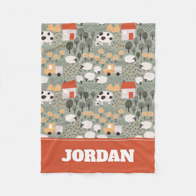 Couverture Polaire Motif de scène de ferme mignonne (Devant)